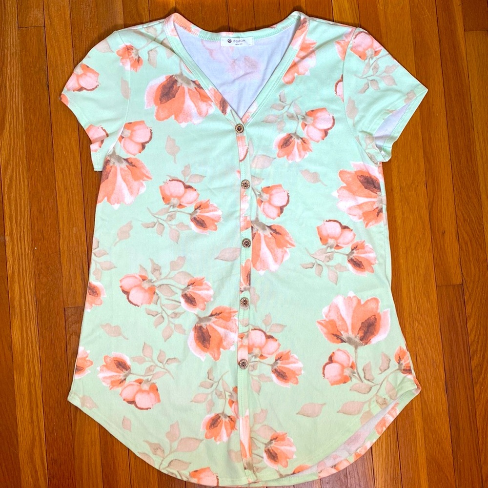 Mint floral shirt